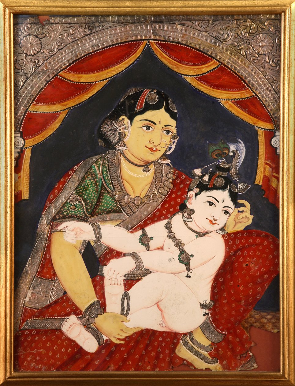 Krishna, Szkoła Malarstwa Tanjore pod koniec XIX wieku.Tamil Nadu, Indie autorstwa Unknown
