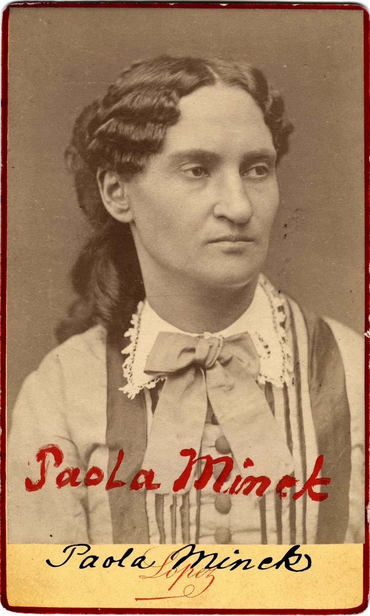 Komuna Paryska: Portret Paule Minck (1839-1901) listonoszki, dziennikarka, Franc-Maconne (Franc Maconne), socjalistka i feministka, 1871. Wym. 10,3X6,3 cm autorstwa Unknown
