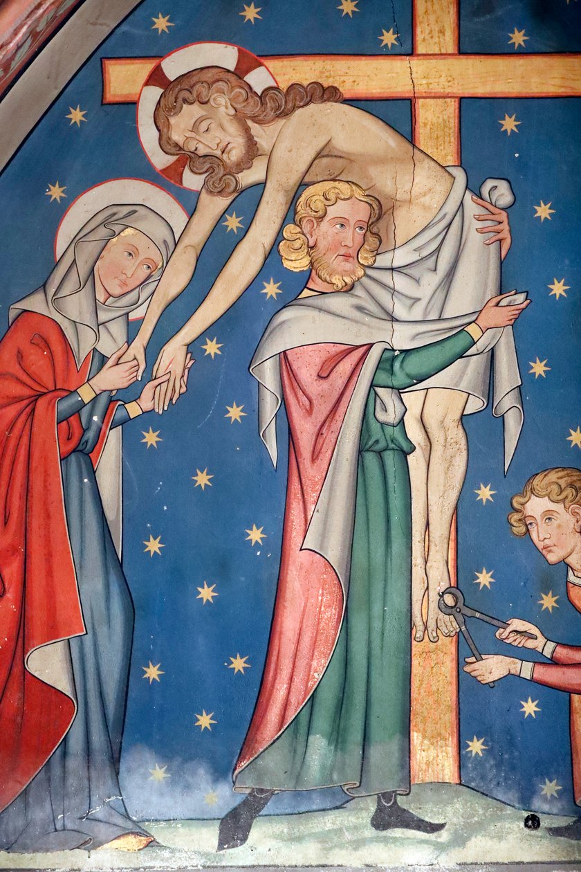 Kościół protestancki Saint-Pierre-le-Jeune, Męki Pańskiej, Jezus zdjęty z krzyża, Fresco, Strasburg, Francja. autorstwa Unknown