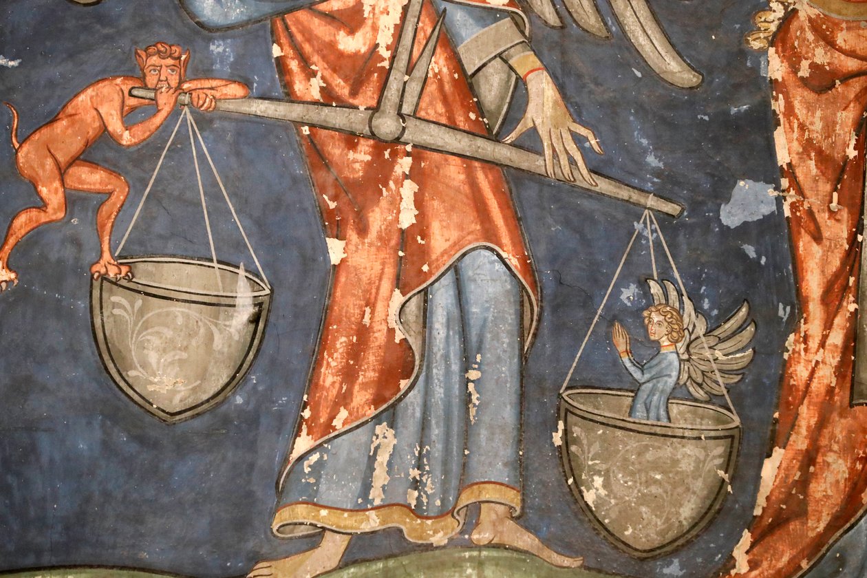 Kościół protestancki Saint-Pierre-le-Jeune, fresk Sądu Ostatecznego, Strasburg, Francja. autorstwa Unknown
