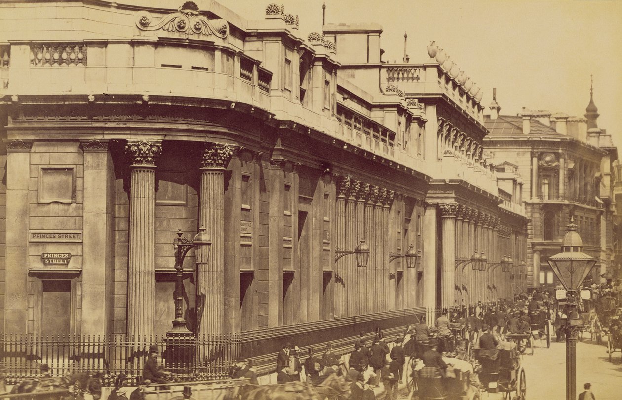 Bank Anglii, Londyn, ok.1880 (zdjęcie w sepii) autorstwa Unknown