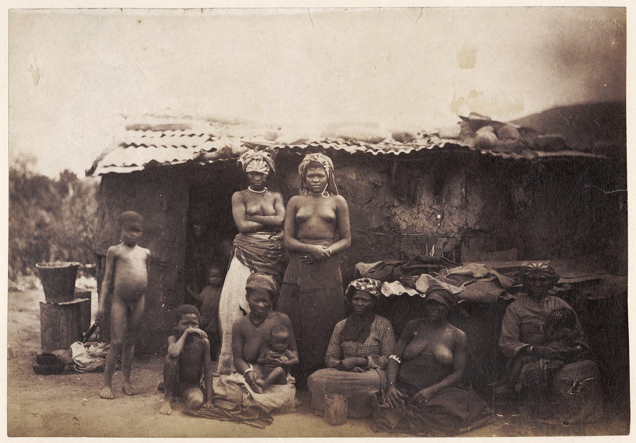 Kobiety i dzieci, południowo-wschodnia Afryka, ok. 1880 (druk albumowy) autorstwa Unknown