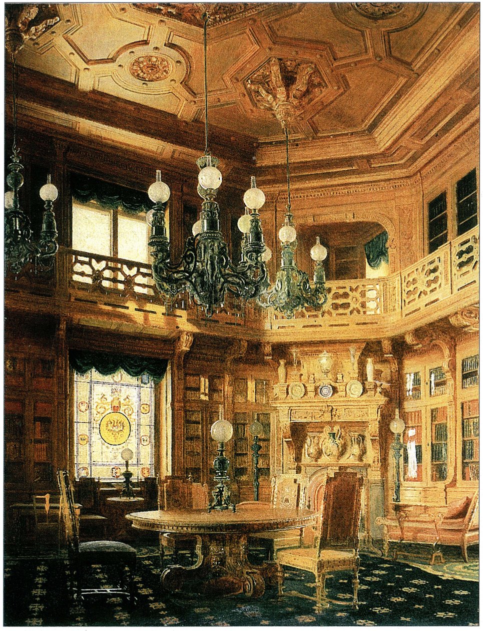 Biblioteka Pałacu Aniczkowa. Obraz 1869 autorstwa Бобров А.А.