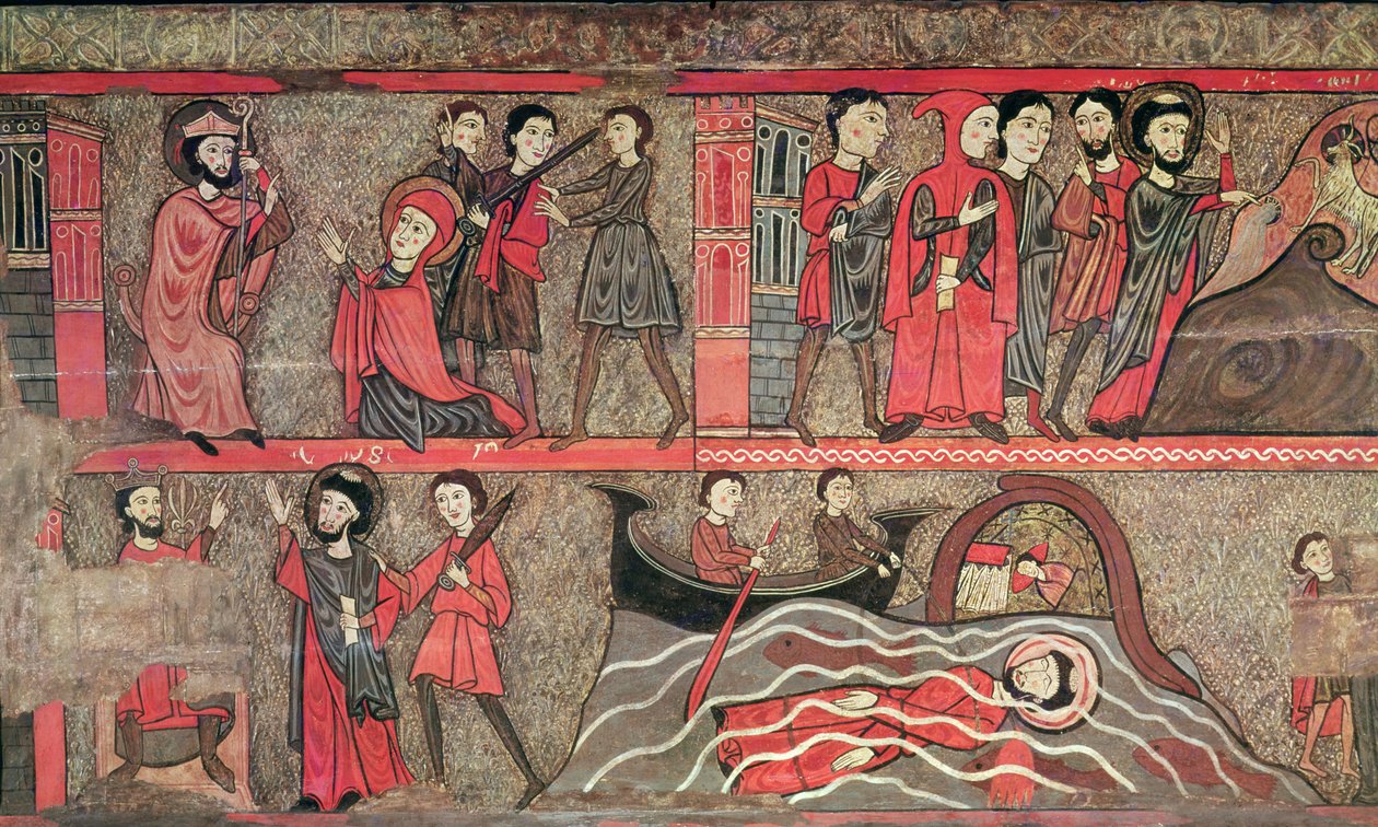Altorius Frontal su scenomis iš Švento Klemenso gyvenimo, iš Sant Climent de Taüll bažnyčios, Vall de Boi, Alta Ribagorça, XIII a. antroji pusė (tempera ant skydelio) poli autorstwa Catalan School