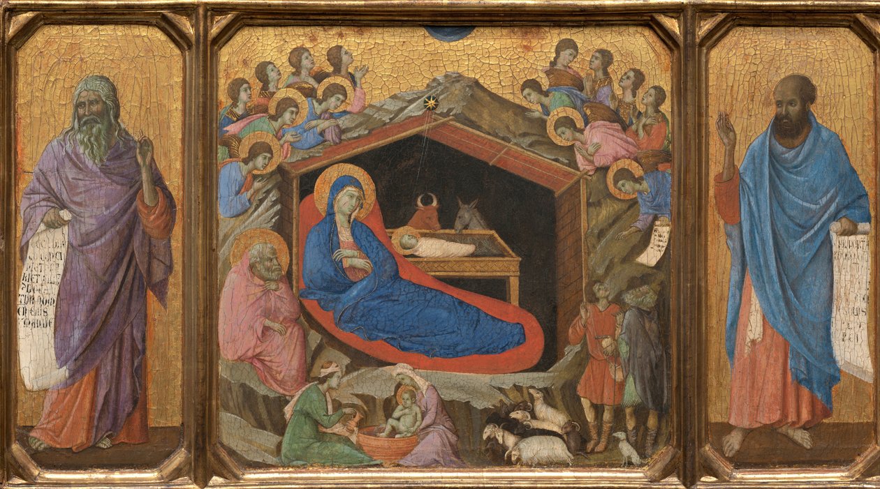 Narodzenie z prorokami Izajaszem i Ezechiela autorstwa Duccio di Buoninsegna