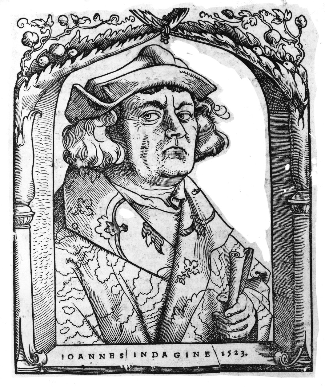 Portret Jana z Indagine, wg Hansa Baldunga Griena, z „Chiromantia” Ioannesa ab Indagine, Strasburg 1531, ilustrowany w „Historii magii”, wydanej pod koniec XIX wieku autorstwa German School