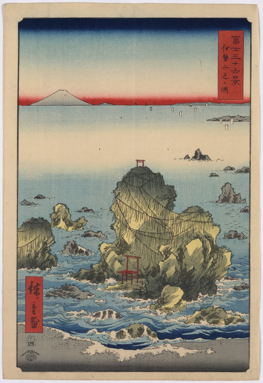 36 widoków na górę Fuji - 27. Zatoka Futami autorstwa Utagawa Hiroshige