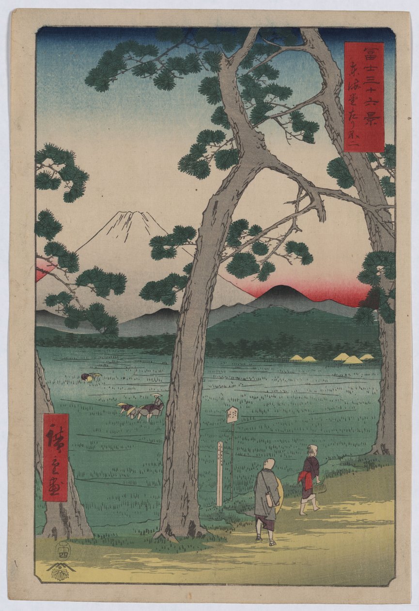 Fuji na lewo od Tokaido Road autorstwa Utagawa Hiroshige