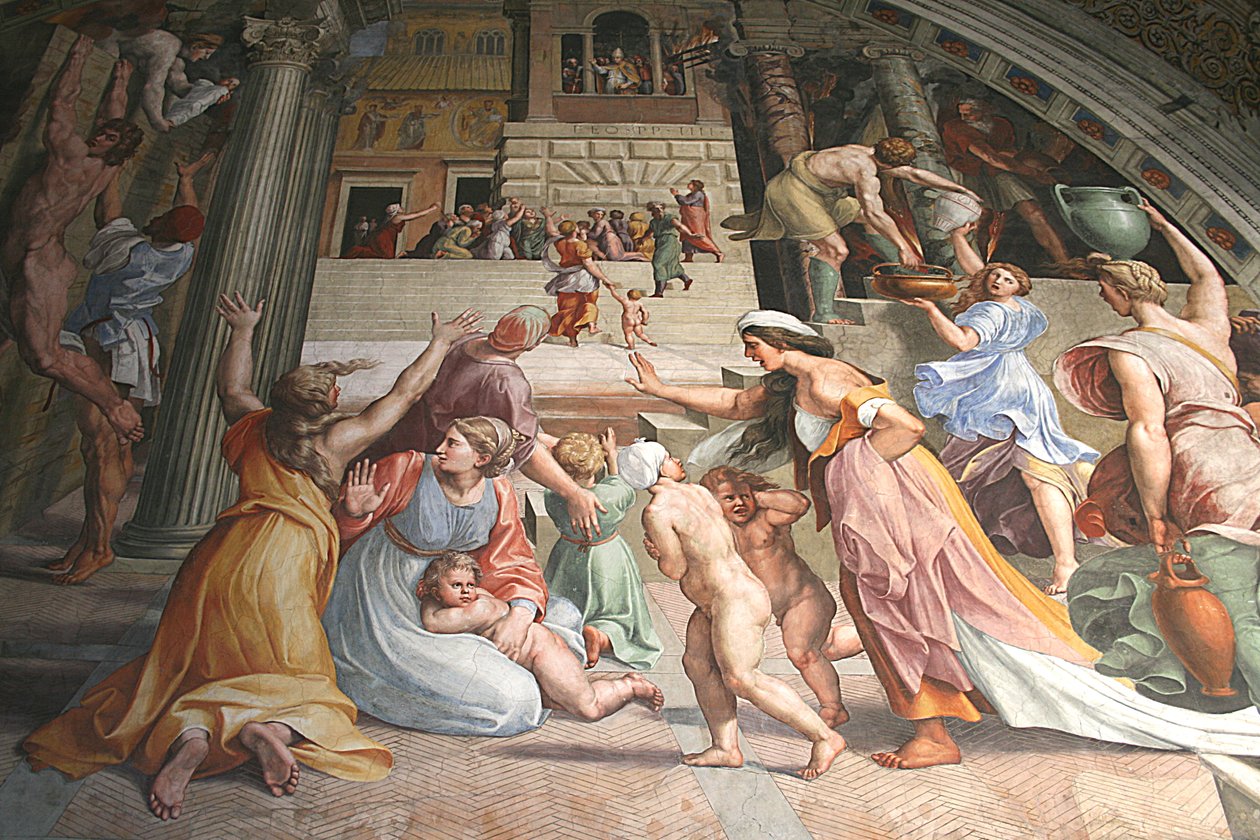 Pożar Borgo autorstwa Raffaello Sanzio Raphael