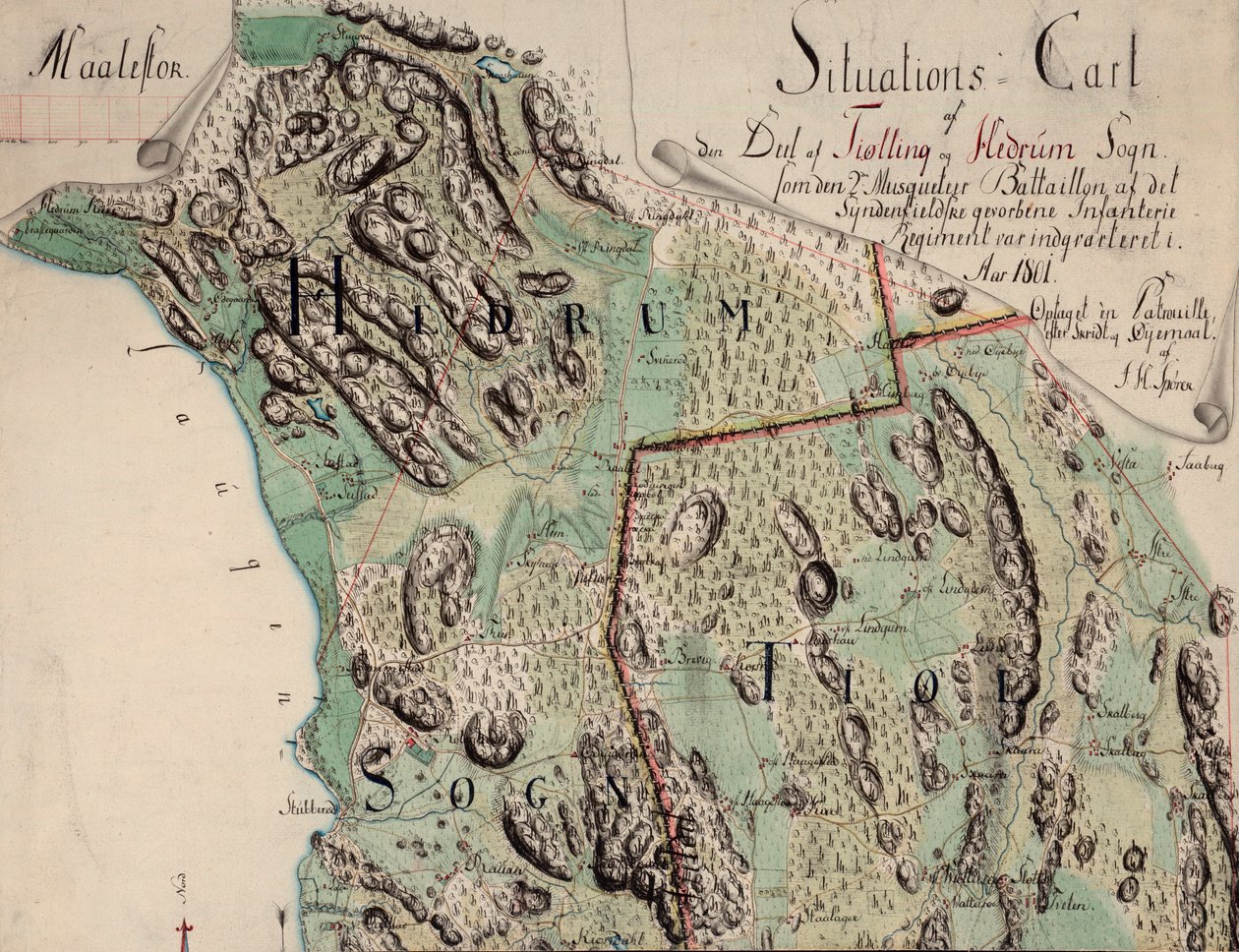 Mapa jest opublikowana w znaku ręcznym (1801) i pokazuje Vestfold autorstwa Unknown