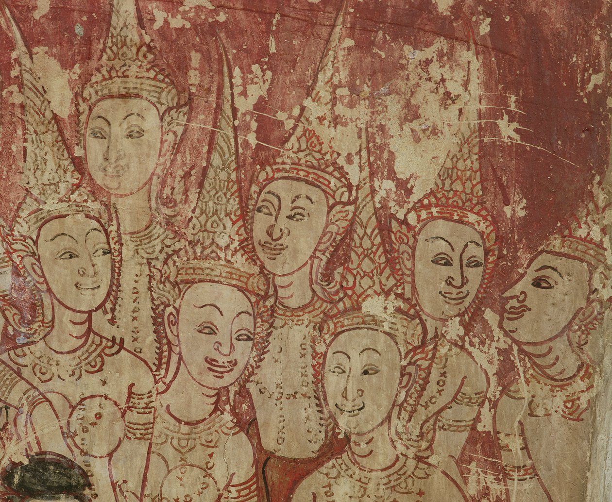 Detal fresku, Wat Compuwek, Nonthaburi, Tajlandia autorstwa Unknown