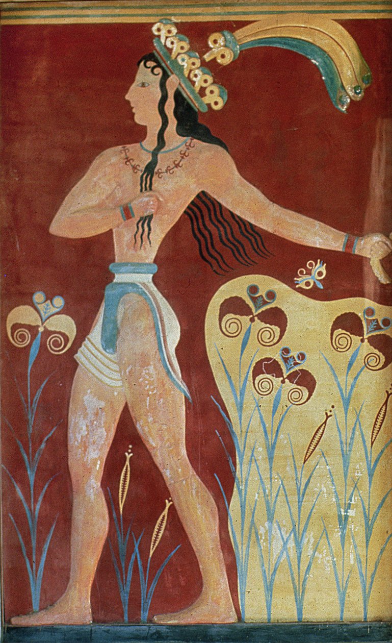 Król-kapłan lub książę z liliami, z pałacu w Knossos, XVI w. p.n.e. autorstwa Unknown