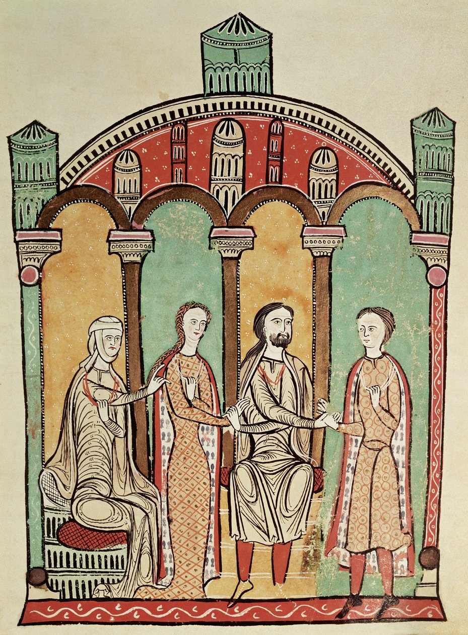 Liber Feudorum: scena ślubu (Anon), szkoła hiszpańska XII wiek autorstwa Unknown
