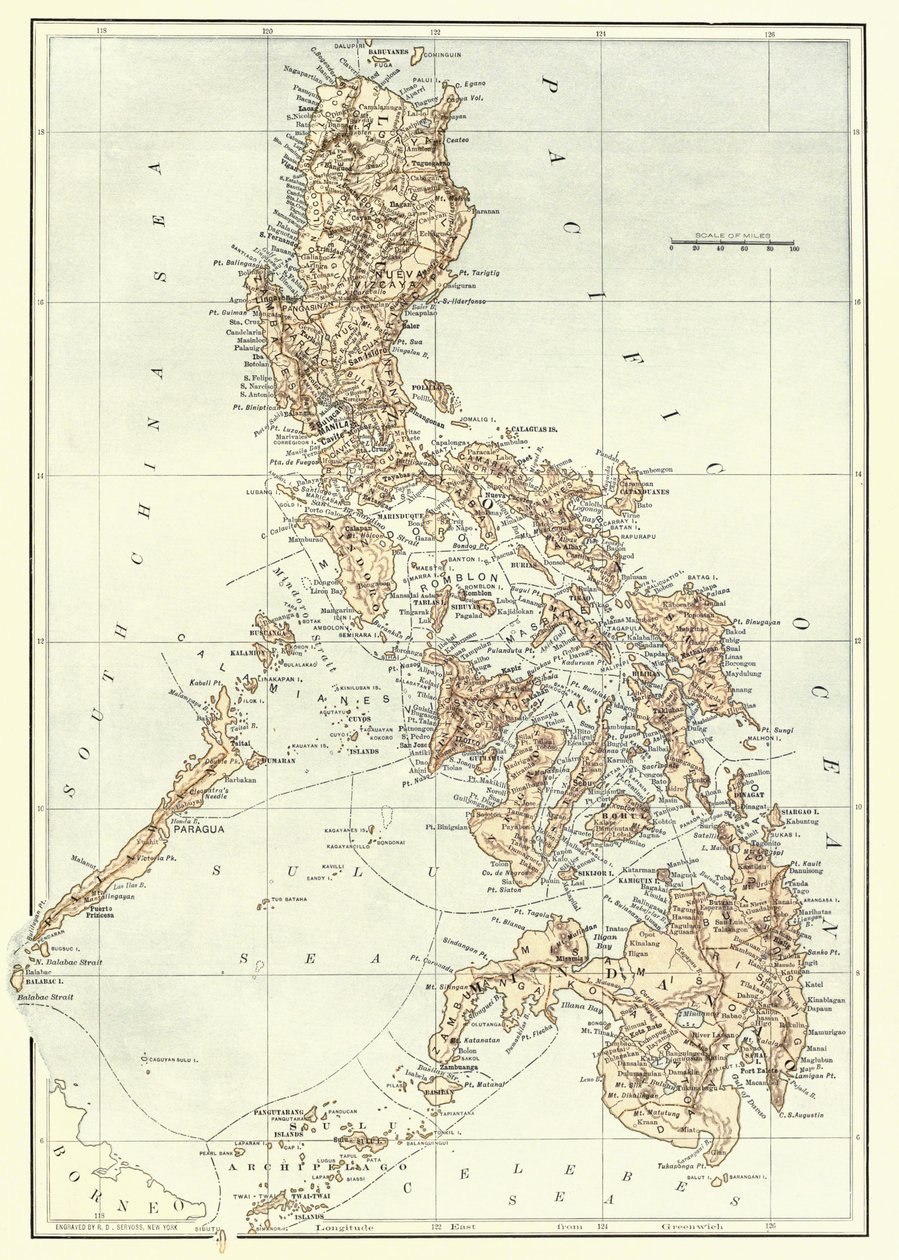 Mapa Filipin pod koniec XIX wieku. autorstwa Unknown