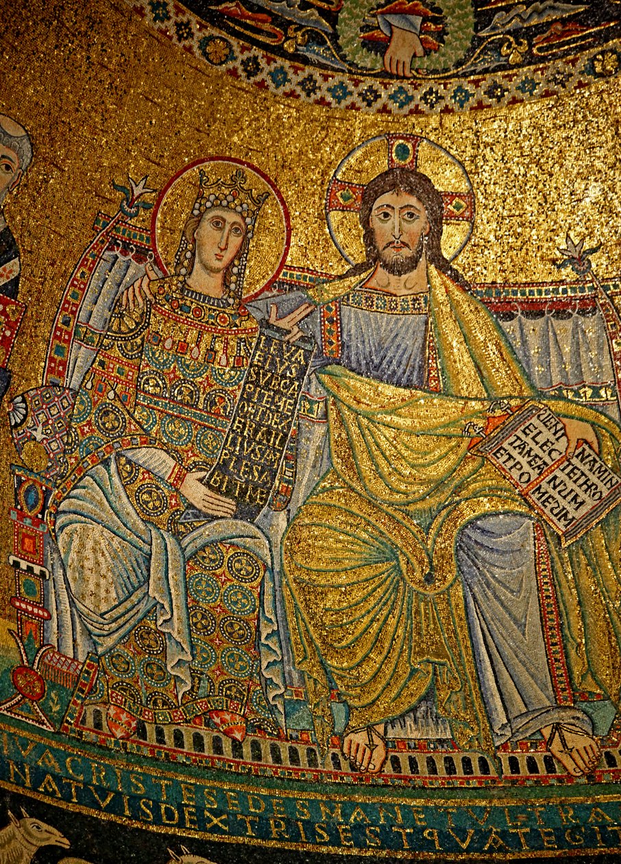 Mozaika w absydzie z Chrystusem i Matką Boską autorstwa Unknown
