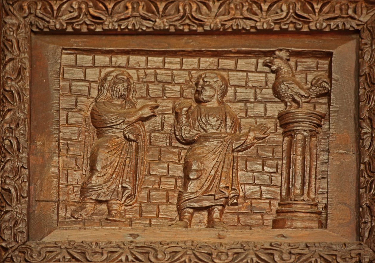 Panel z drzwi 5C: Św. Piotr i pianie koguta autorstwa Unknown