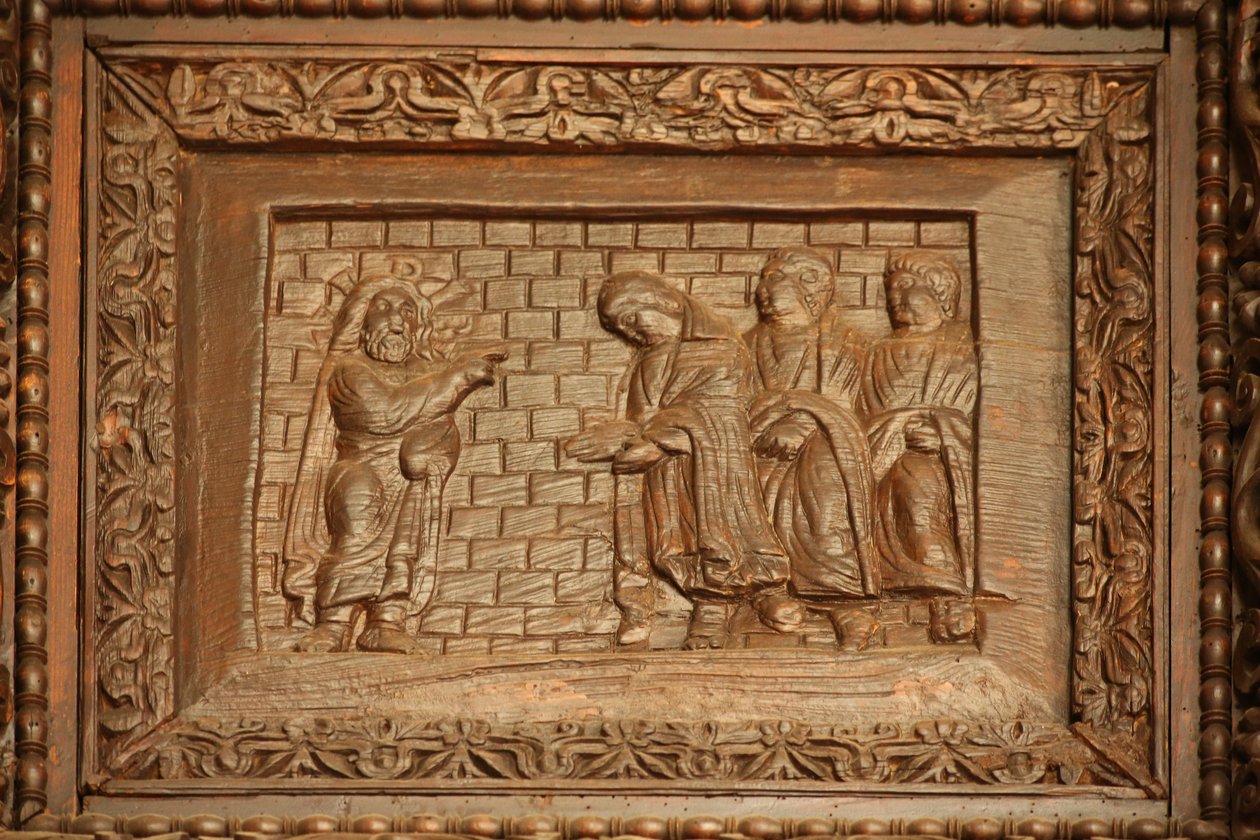 Panel z drzwi 5C: zmartwychwstały Chrystus ukazuje się swoim uczniom autorstwa Unknown