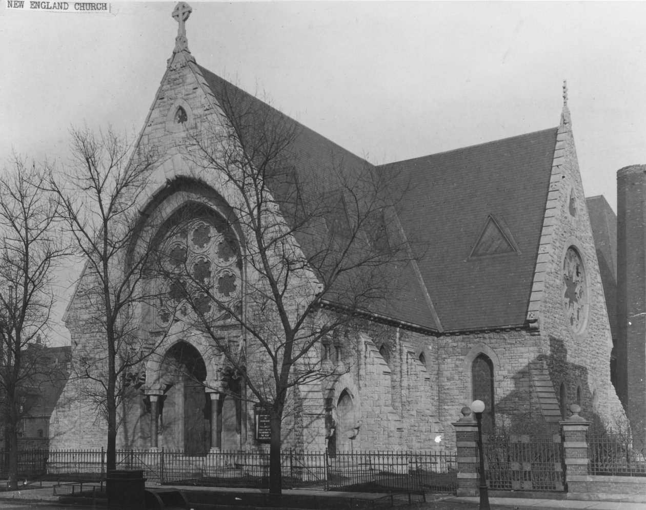 Kościół Nowej Anglii, 19 W. Delaware Place, Chicago, c.1870 autorstwa American Photographer