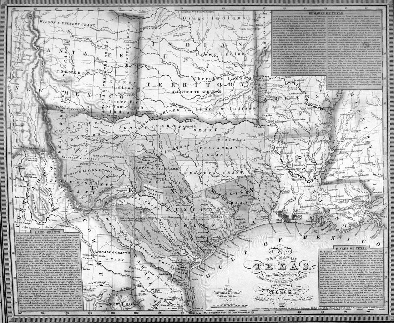 Mitchells Mapa Teksasu, 1835 (szczegóły patrz 241192) autorstwa American School