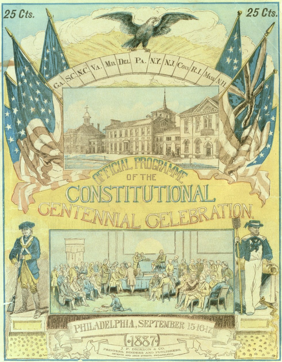 Oficjalny program obchodów stulecia konstytucji w listopadzie 1887 r. autorstwa American School