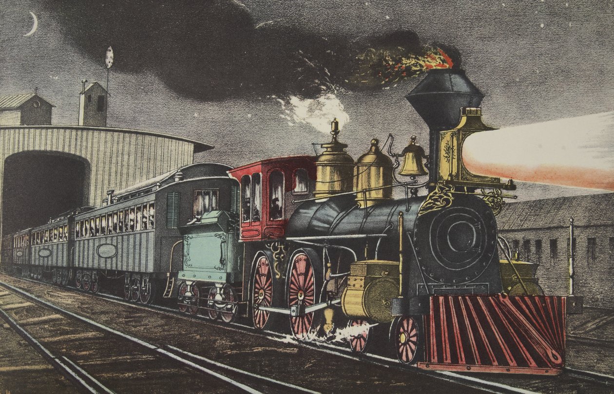 Nocny Ekspres: Początek, wyd. 1871, Currier i Ives autorstwa American School