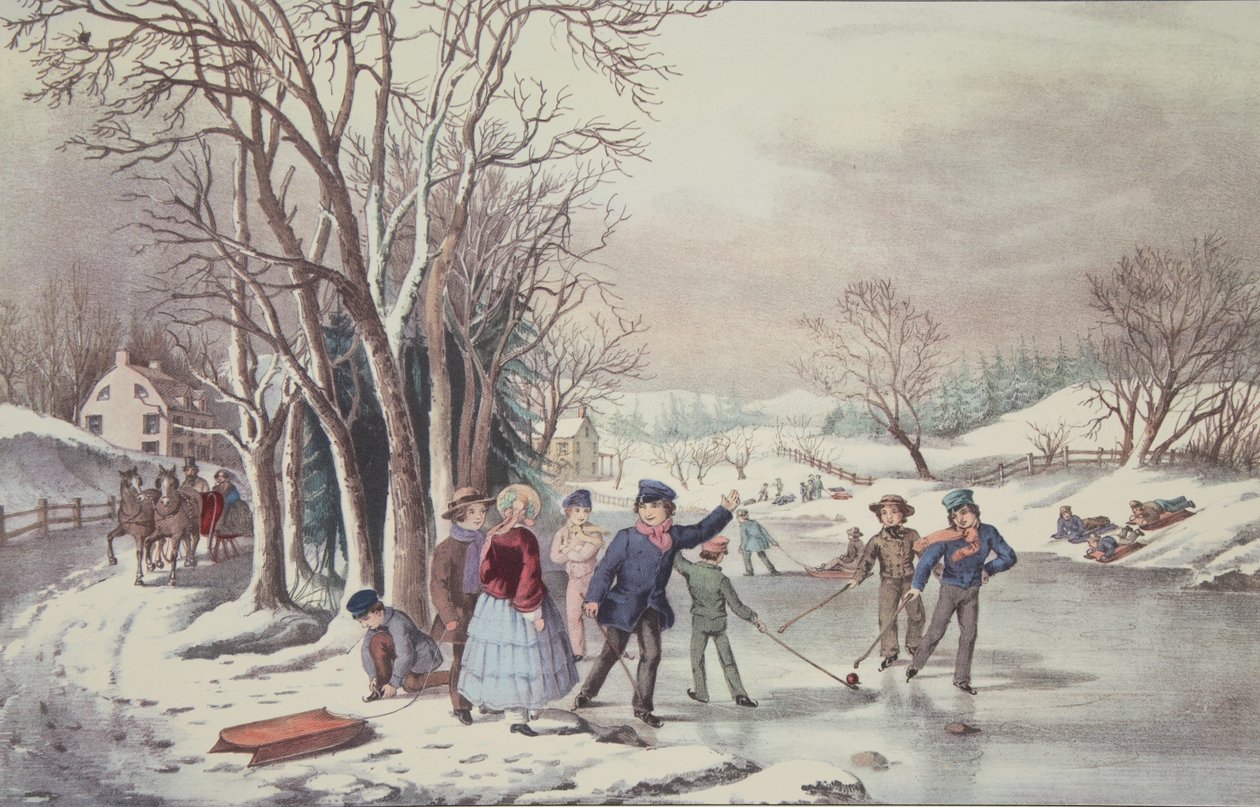 Winter Pastime, pub. 1855, Currier & Ives autorstwa American School