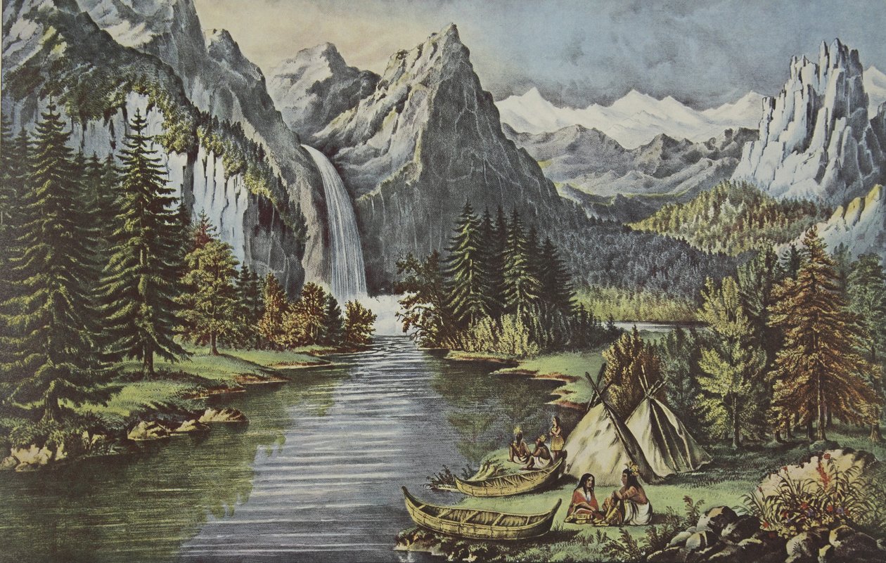 Yosemite Valley - Kalifornia, wyd. 1866, Upadek welonu ślubnego, Currier i Ives autorstwa American School