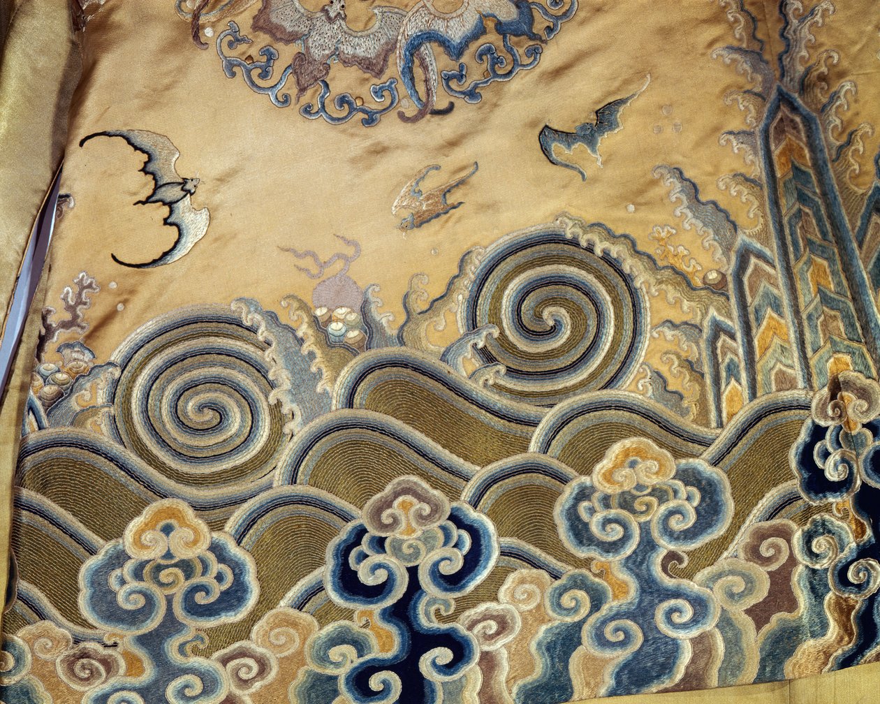 Fragment szaty nagrobnej, dynastia Qing (1644-1912) (satyna) autorstwa Chinese School