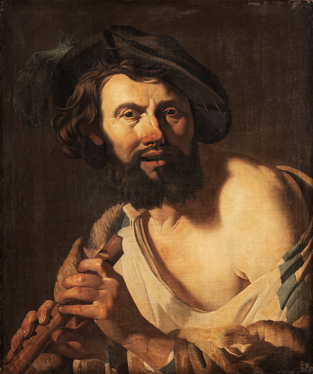 Mężczyzna z fletem, 1625 autorstwa Dutch School