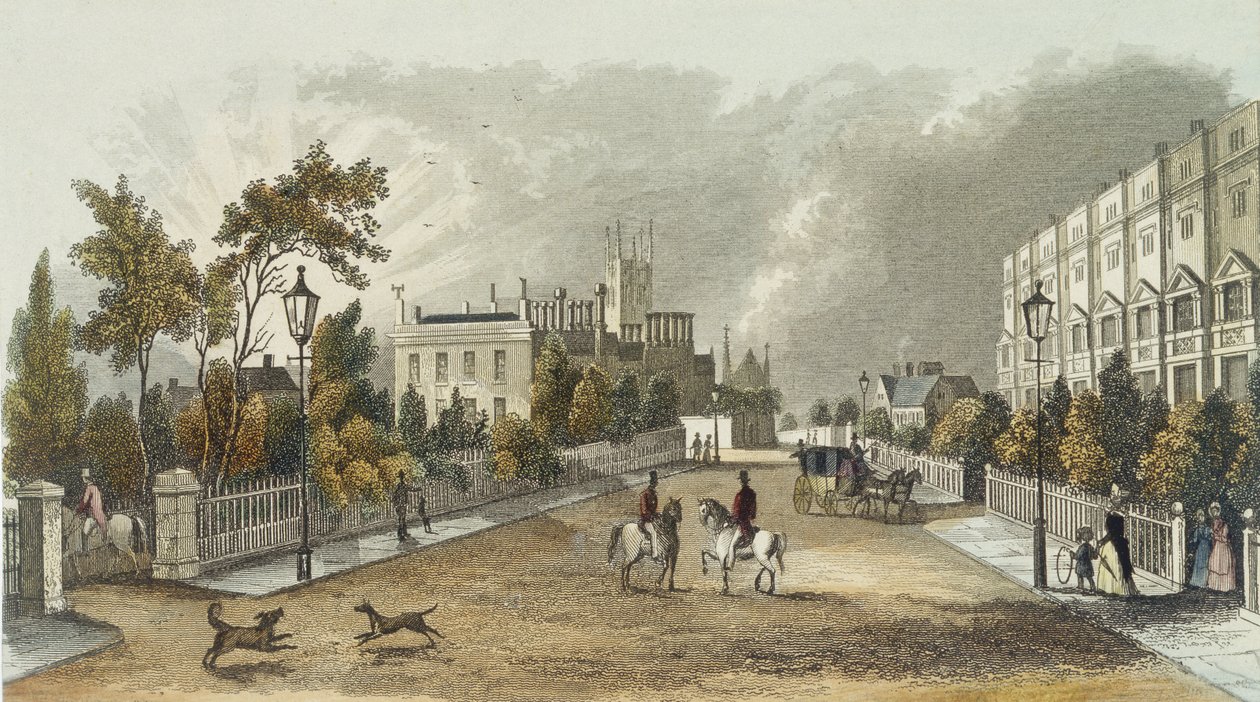 Lansdown Terrace, Cheltenham, grawerowane przez D. Eichbauma, c.1840 autorstwa English School
