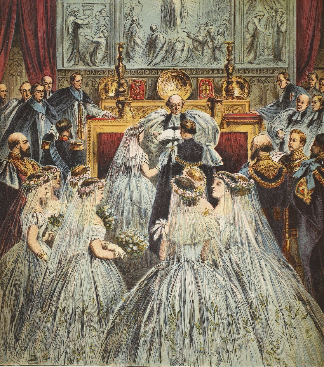 Ślub księcia Walii i Aleksandry, 1863, wyd. 1890 (litografia kolorowa) autorstwa English School