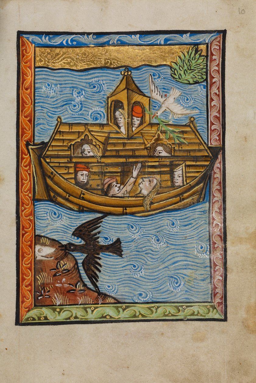 Arka Noego, 1480-90 (tempera i złoto płatkowe na pergaminie) autorstwa English School
