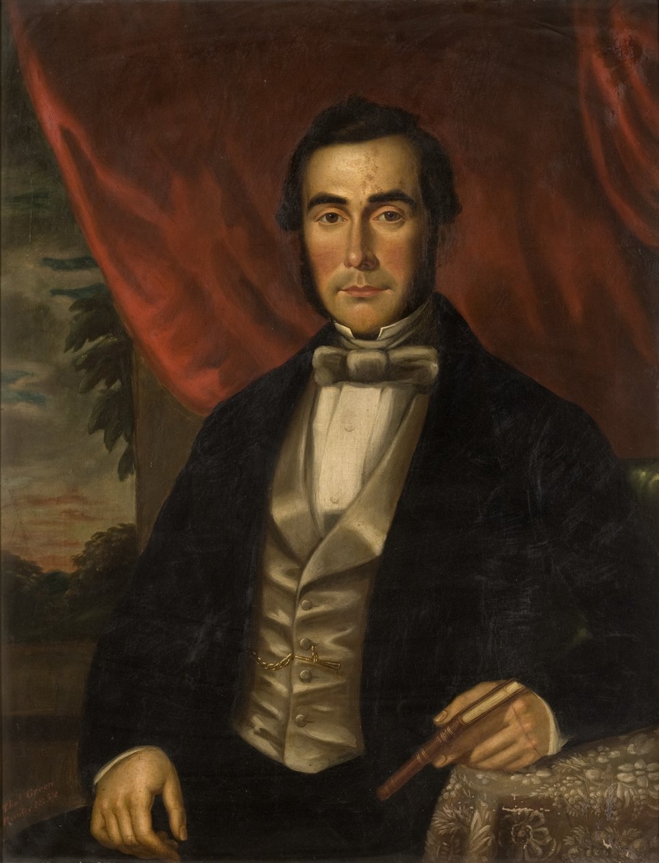 Portret mężczyzny trzymającego książkę autorstwa English School