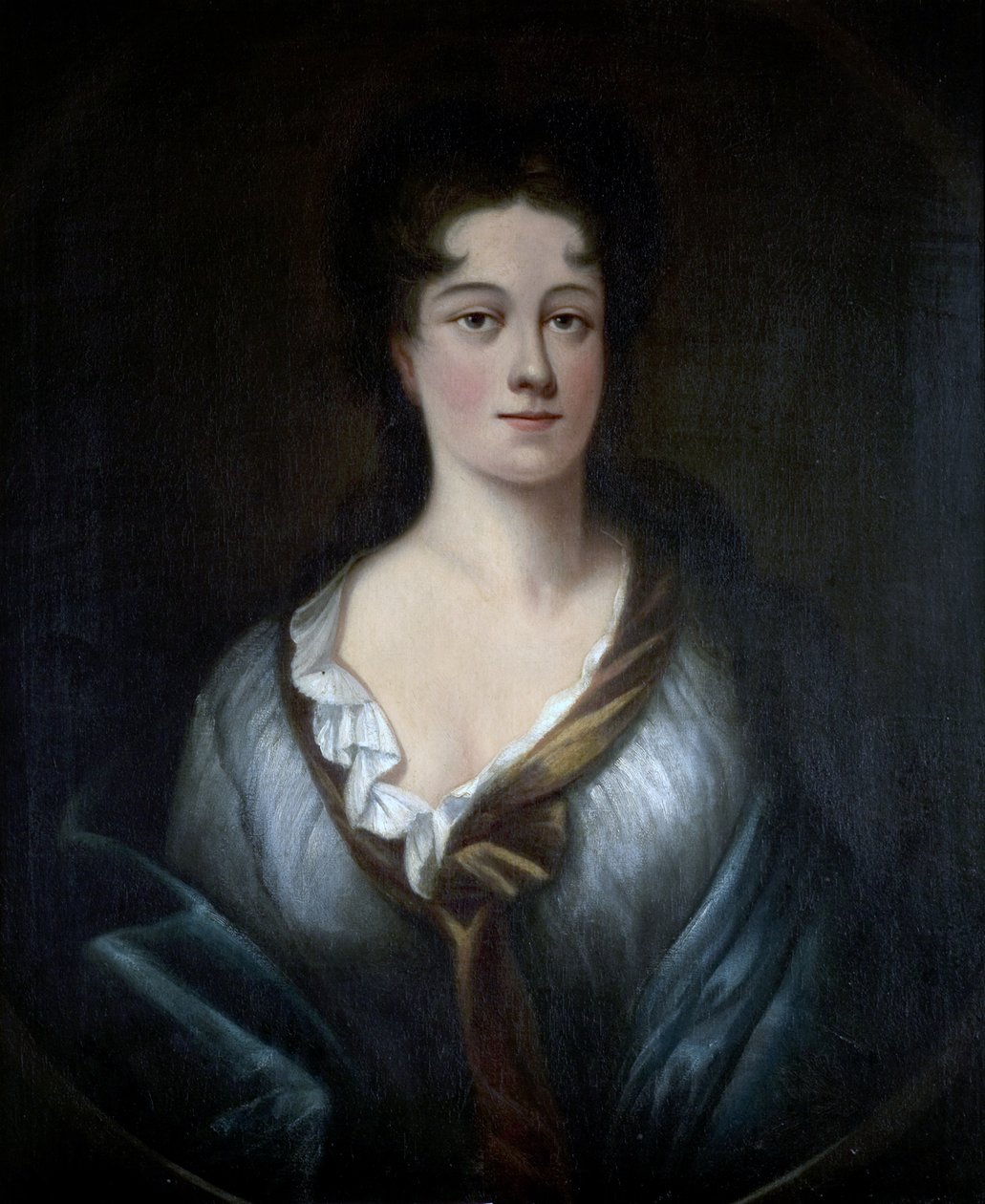 Portret młodej kobiety w niebieskiej chuście autorstwa English School