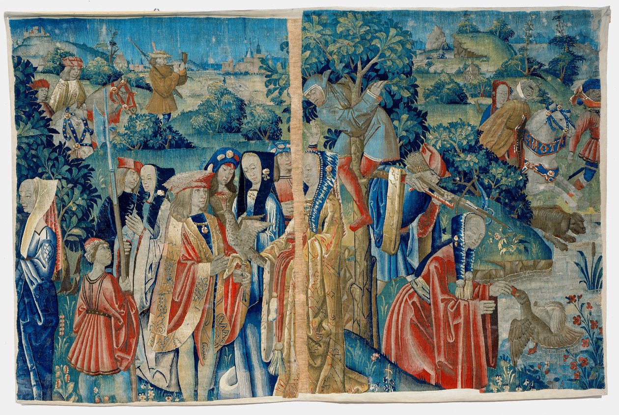 Scena polowania na dworze z sokołem autorstwa Flemish School