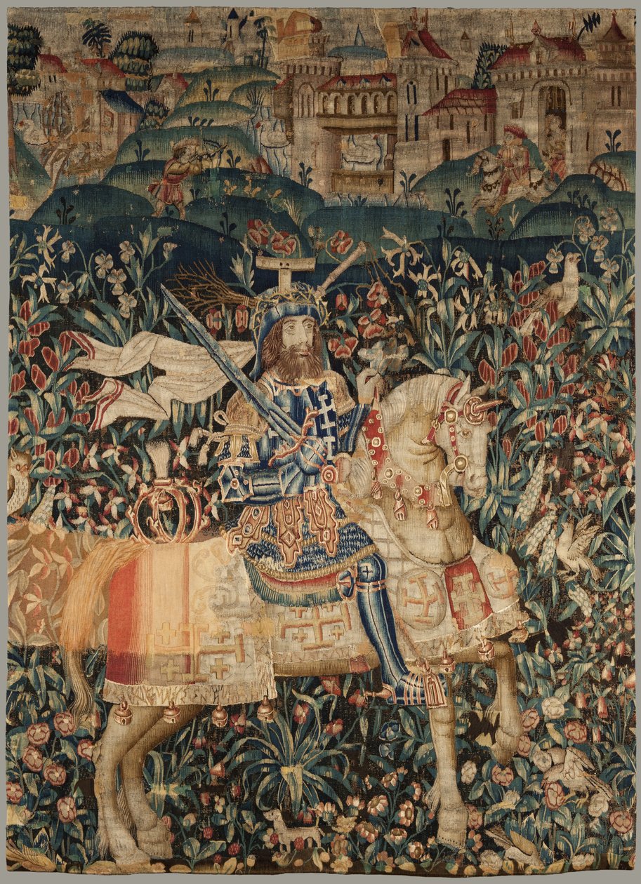 Gobelin przedstawiający Godfreya z Bouillon, ok. 1500 (wełna barwiona z późniejszymi naprawami) autorstwa Flemish School