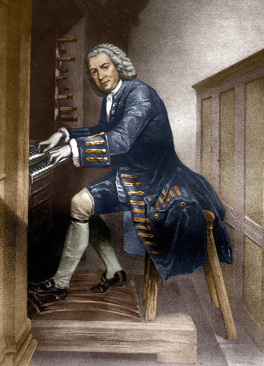 Johann Sebastian Bach grający na organach, ok. 1881 r. autorstwa French School