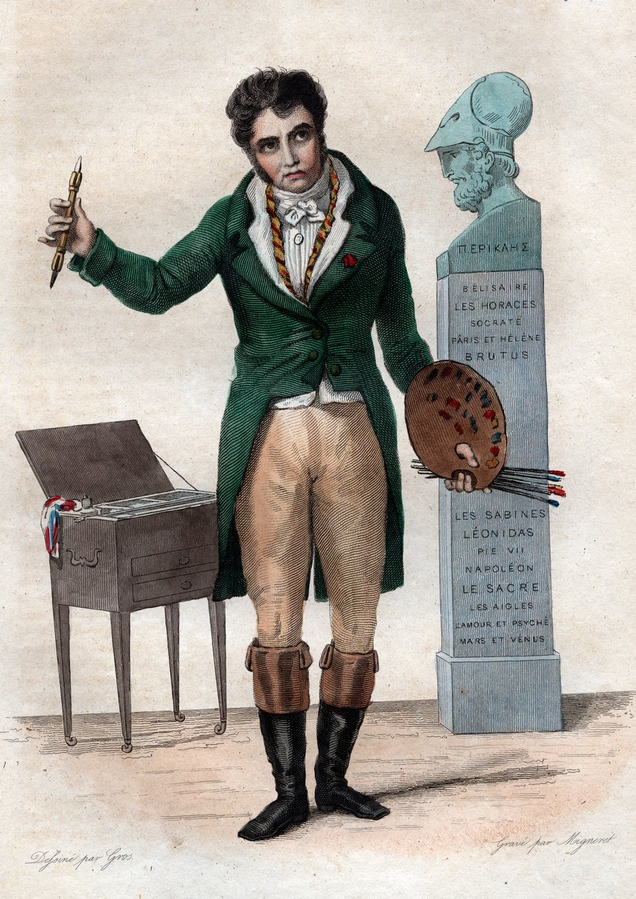 Portret Jacques Louis David (1748-1825), francuskiego malarza. autorstwa French School