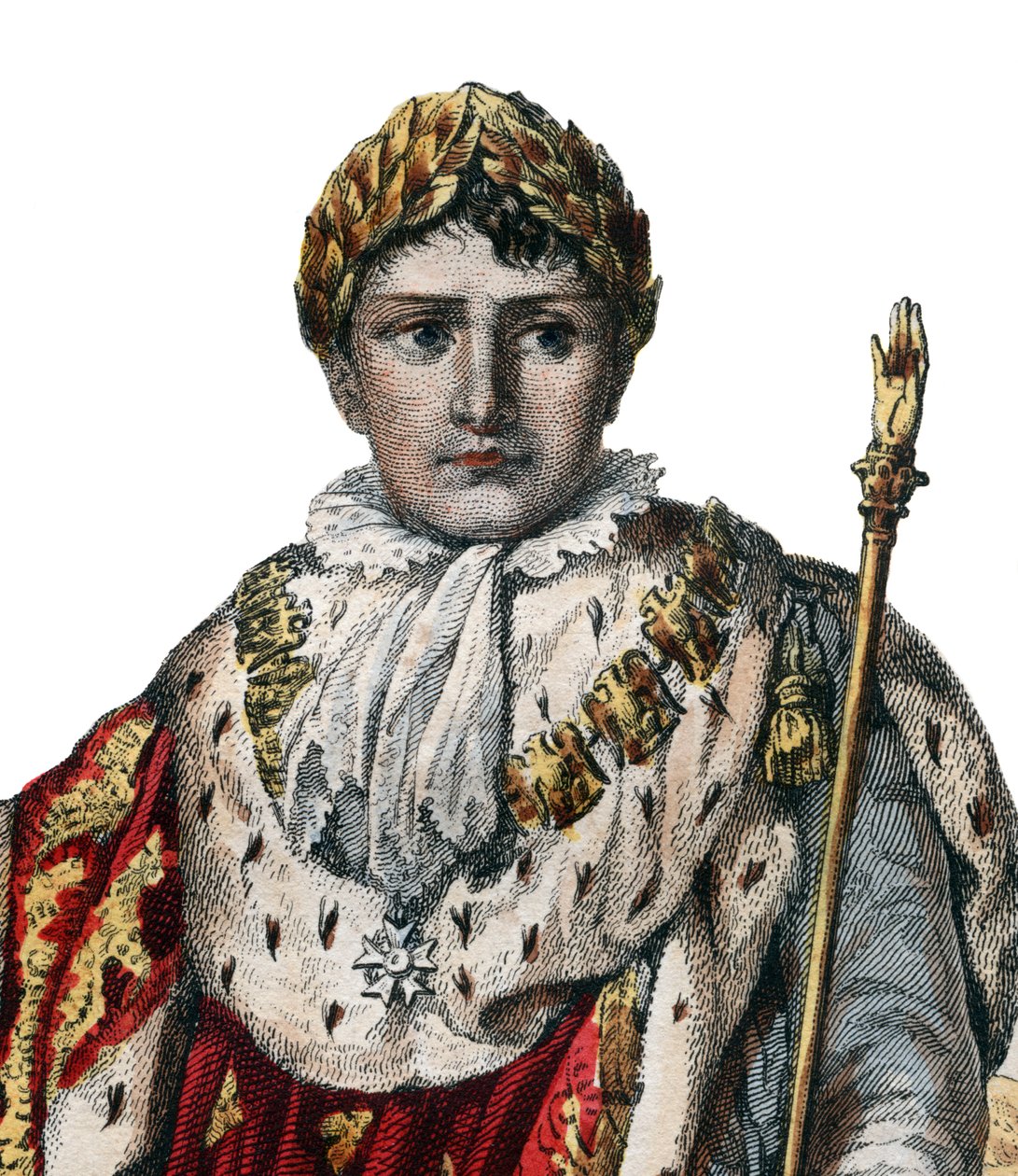 Portret Napoleona I (Napoleona Bonaparte) (1769-1821), cesarza Francuzów, w cesarskich szatach. autorstwa French School