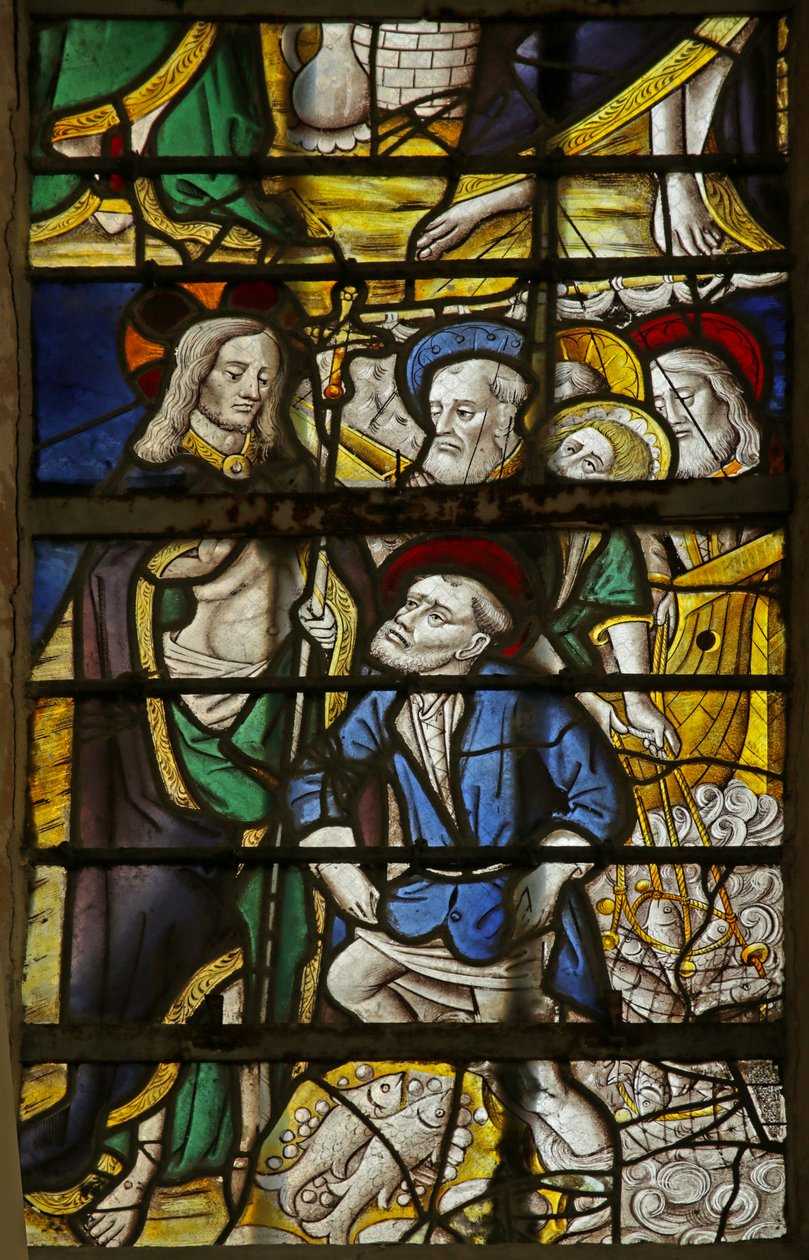 Langas, vaizduojantis stebuklingą žuvų laimikį, 1470-1500 poli autorstwa French School