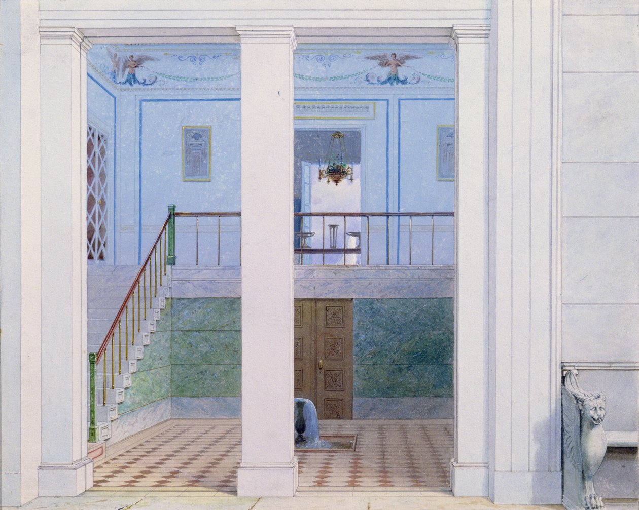 Przedsionek, po 1829 (pióro i atrament i toaleta na papierze) autorstwa German School