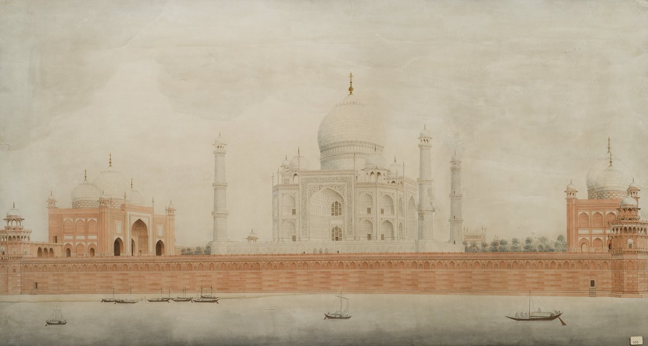 Таж Махалын хойд өндөрлөг, Агра, 1820 (цаасан дээрх ариун цэврийн өрөө)поли autorstwa Indian School