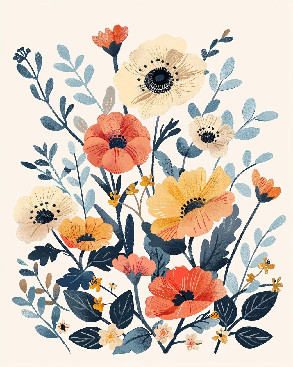 Boho flowers nursery dla botanicznych grafik ściennych na żądanie autorstwa F. Abderrahim