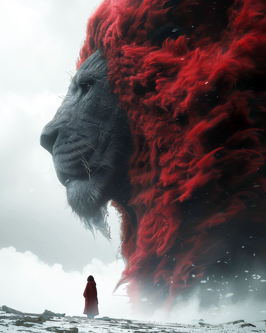 Lion  Man: fantastyczny projekt plakatu do wydrukowania na ścianie autorstwa F. Abderrahim