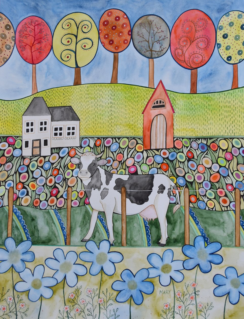 Zadowolona krowa autorstwa Marys Watercolors