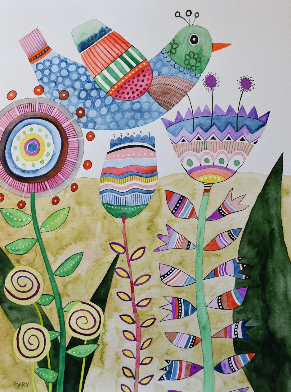 Szalony ptak autorstwa Marys Watercolors