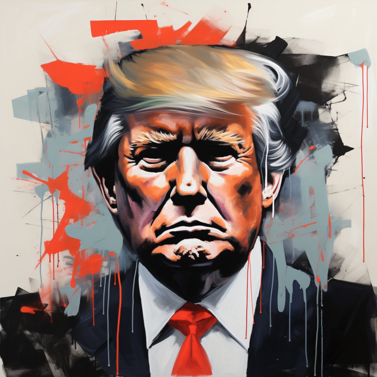 Obraz Donalda Trumpa na płótnie, oprawiony dekor ścienny autorstwa F. Abderrahim