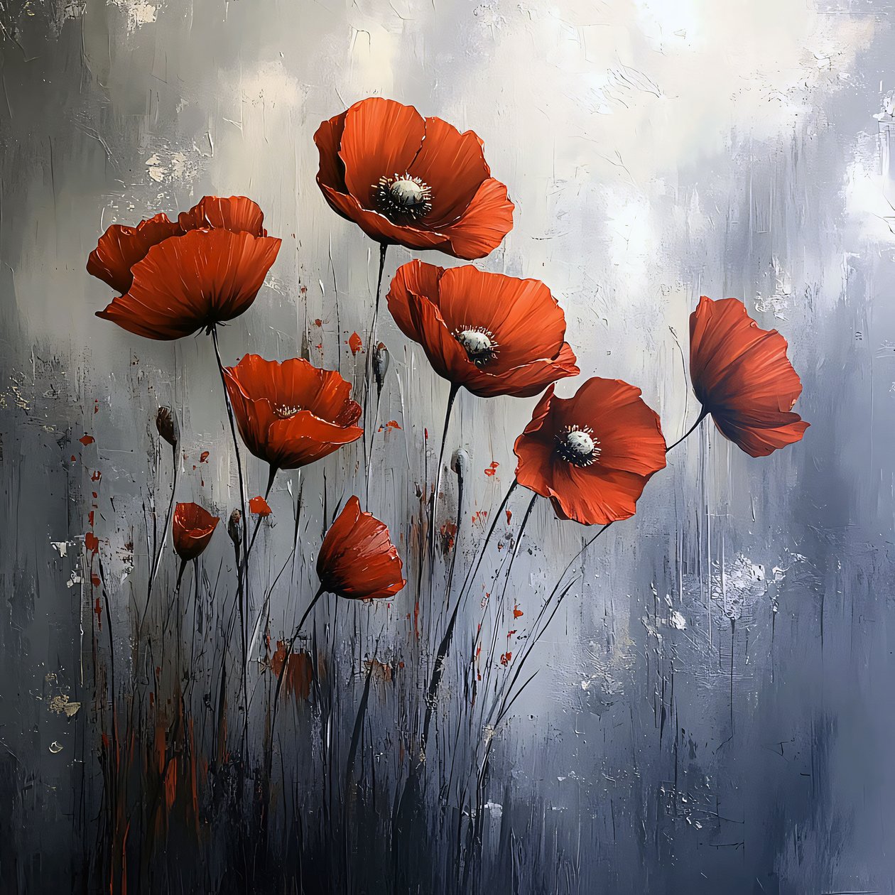 Red Poppies Canvas Wall Art Modern, dekoracje ścienne do każdego pomieszczenia autorstwa F. Abderrahim