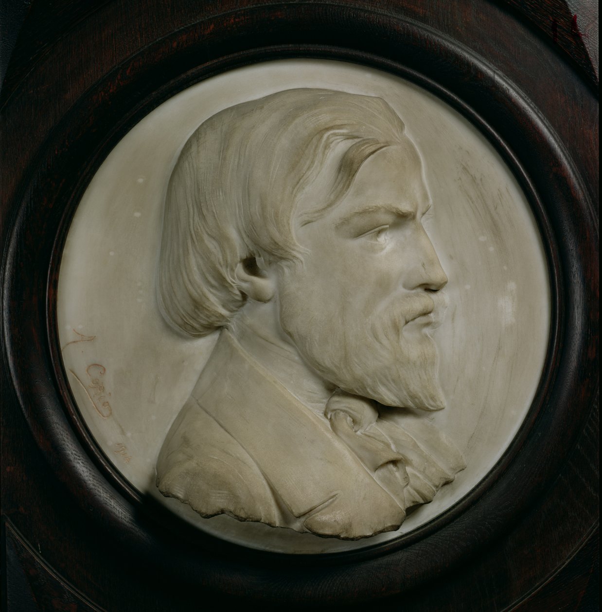 Reliefowy medalion Fryderyka Ozanama (1813-53) (marmur) autorstwa A. Corio