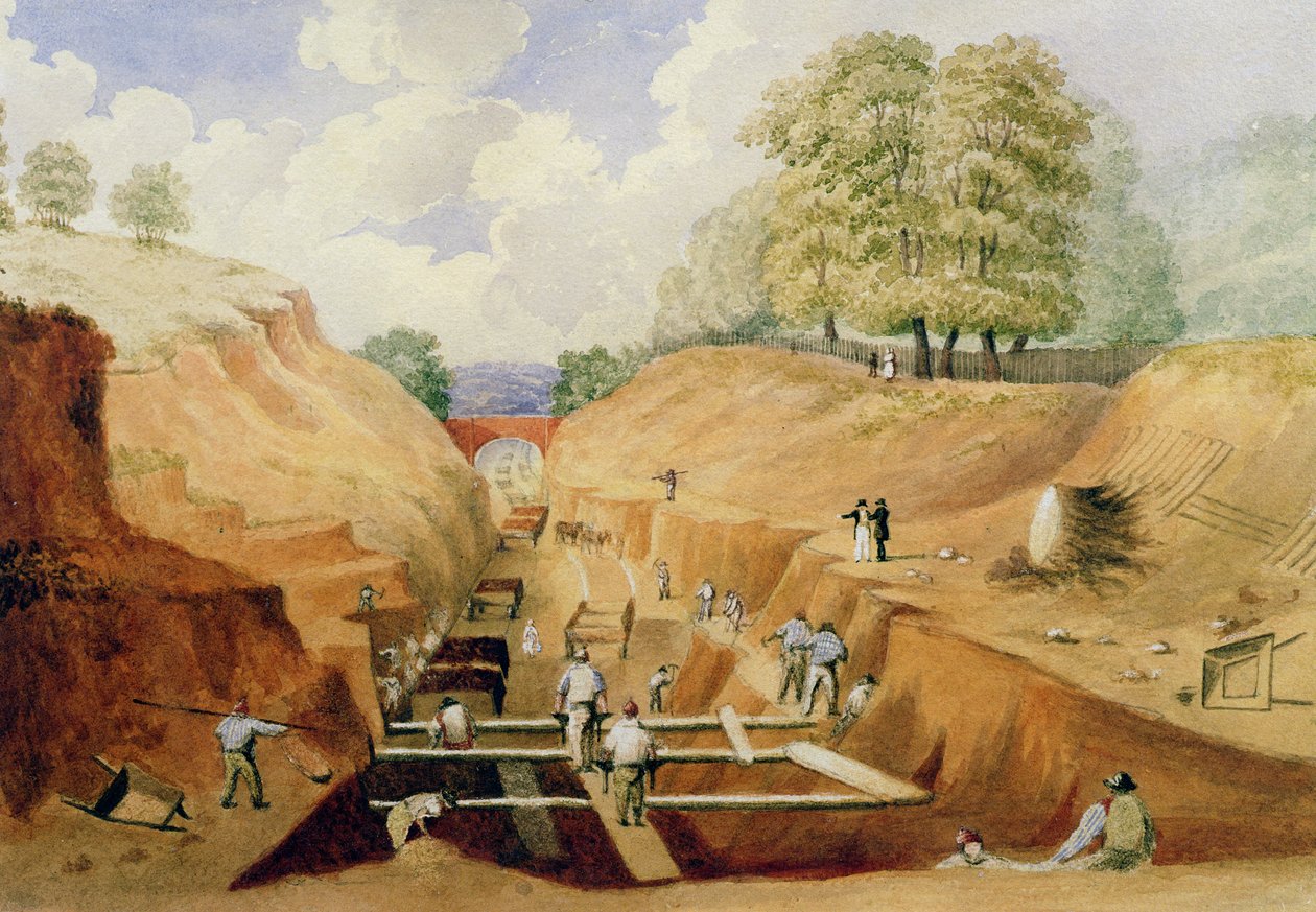 Budowa kolei Brighton, 1840 autorstwa A. Simpson